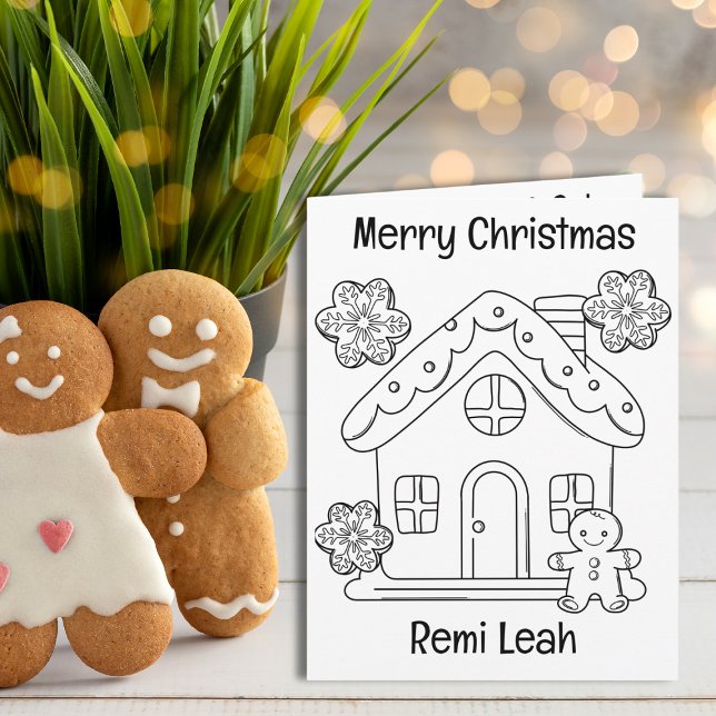 Gingerbread Christmas Coloring & Game Activity Card (This Gingerbread card is a delightful canvas for kids to express their holiday creativity. Order now)
