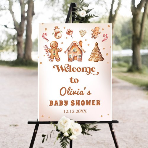 Gingerbread Christmas Cookie Baby Shower Welcome Foam Board