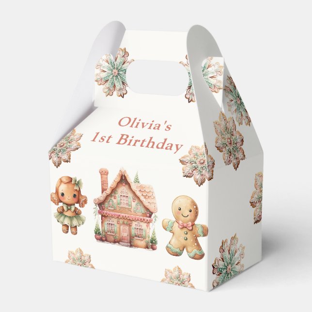 Gingerbread Christmas Cookie Birthday Favor Box (Front Side)