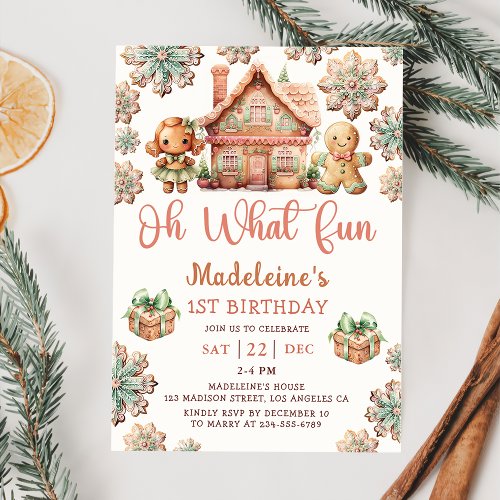 Gingerbread Christmas Cookie Birthday Oh What Fun Invitation