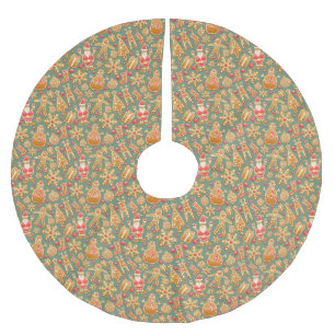Gingerbread Christmas Cookie Brushed Polyester Tree Skirt