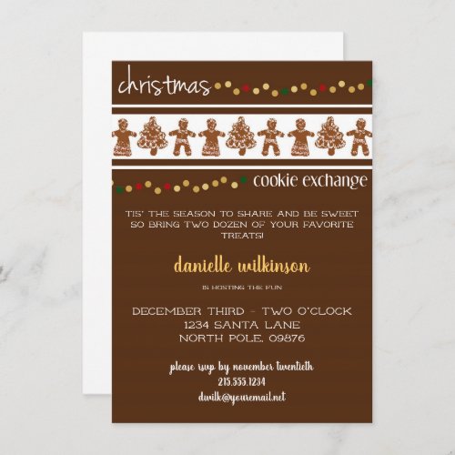 Gingerbread Christmas Cookie Exchange Invitation