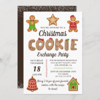 Gingerbread Christmas Cookie Exchange Party Invitation