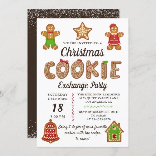 Gingerbread Christmas Cookie Exchange Party Invitation
