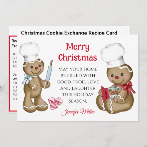 Gingerbread Christmas Cookie Exchange Recipe Holiday Card