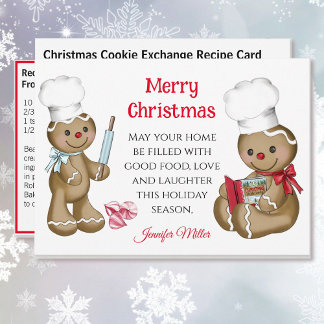 Gingerbread Christmas Cookie Exchange Recipe Holiday Card