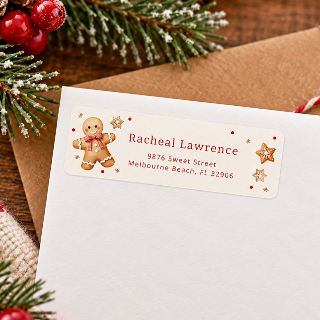 Gingerbread Christmas Cookie Exchange Return Label (Return Address Label)