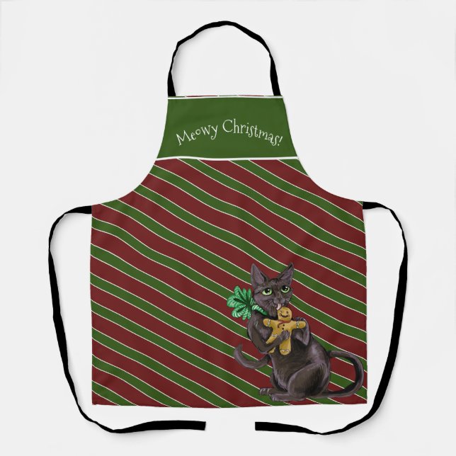 Gingerbread Christmas Cookie Kitty  Apron (Front)