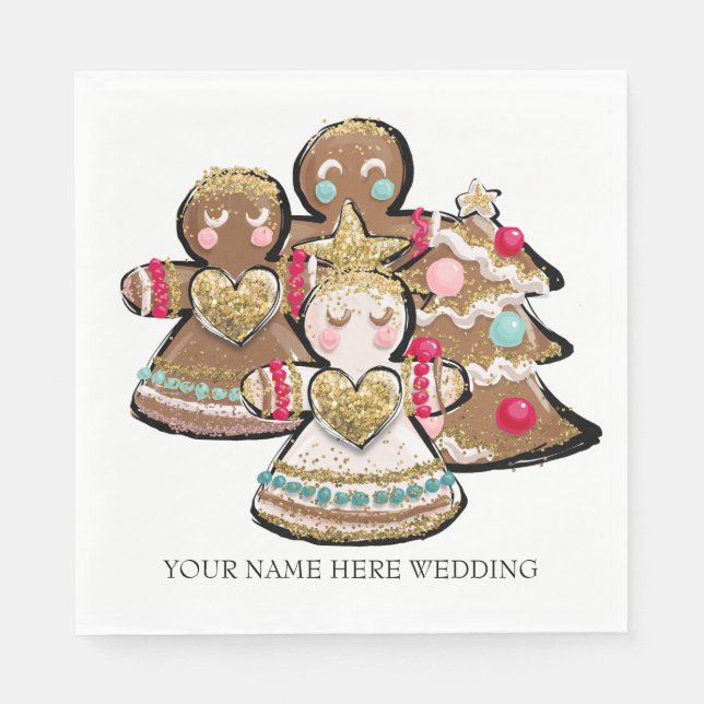 Gingerbread Christmas Cookie Napkins (Front)