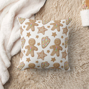 Gingerbread Christmas Cookie Pattern Throw Pillow