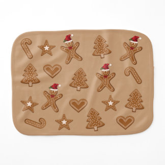 Gingerbread Christmas Cookie Shapes On Brown Baby Burp Cloth
