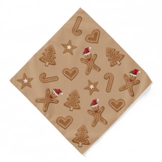 Gingerbread Christmas Cookie Shapes On Brown Bandana