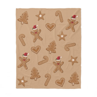 Gingerbread Christmas Cookie Shapes On Brown Fleece Blanket