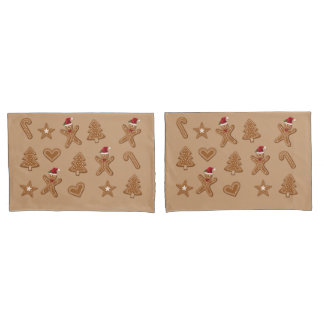 Gingerbread Christmas Cookie Shapes On Brown Pillow Case