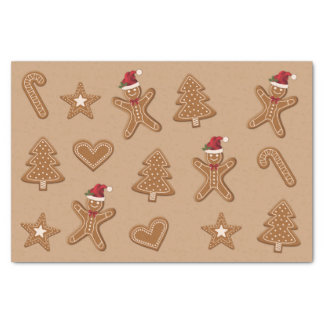 Gingerbread Christmas Cookie Shapes On Brown Tissue Paper