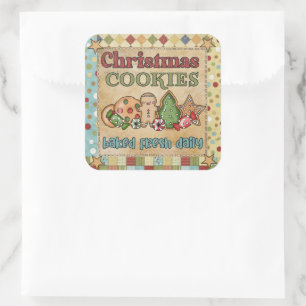 Gingerbread Christmas cookies baked fresh Daily Square Sticker