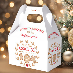 Gingerbread Christmas Cookies Exchange Red Name Favor Boxes