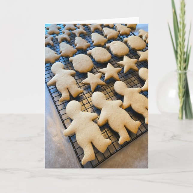 Gingerbread Christmas Cookies Letterpress Thank You Card (Front)