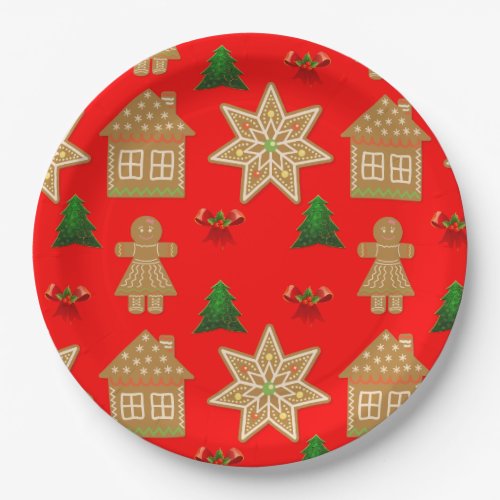 Gingerbread Christmas cookies Paper Plates