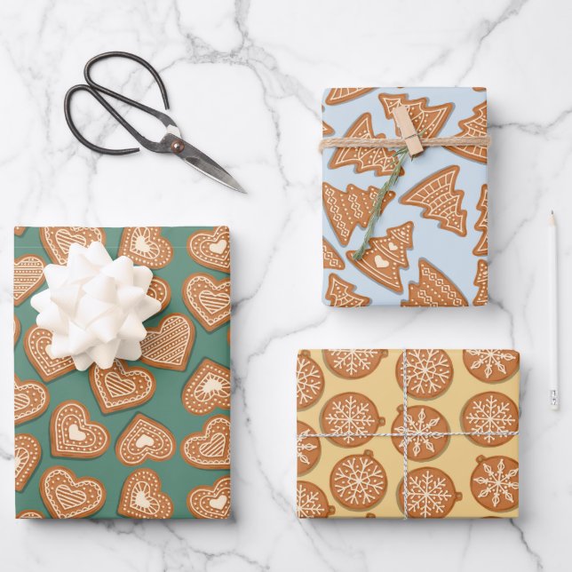 Gingerbread Christmas Cookies  Wrapping Paper Sheets (Front)