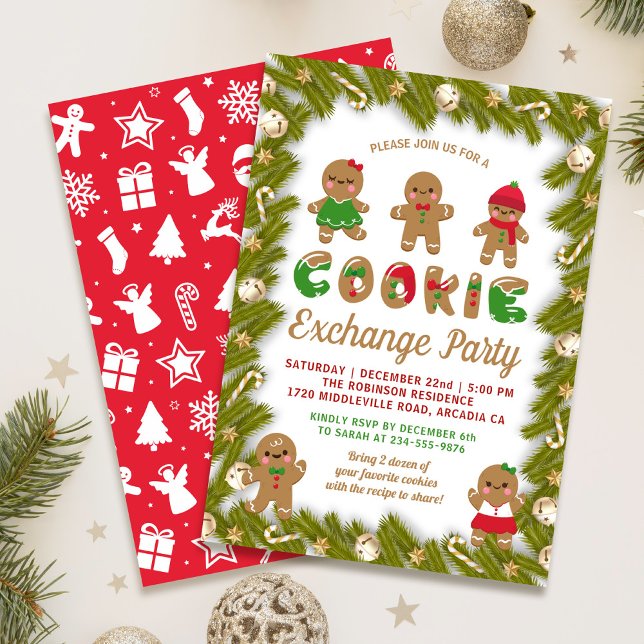 Gingerbread Christmas Decor Cookie Exchange Party Invitation (Creator Uploaded)