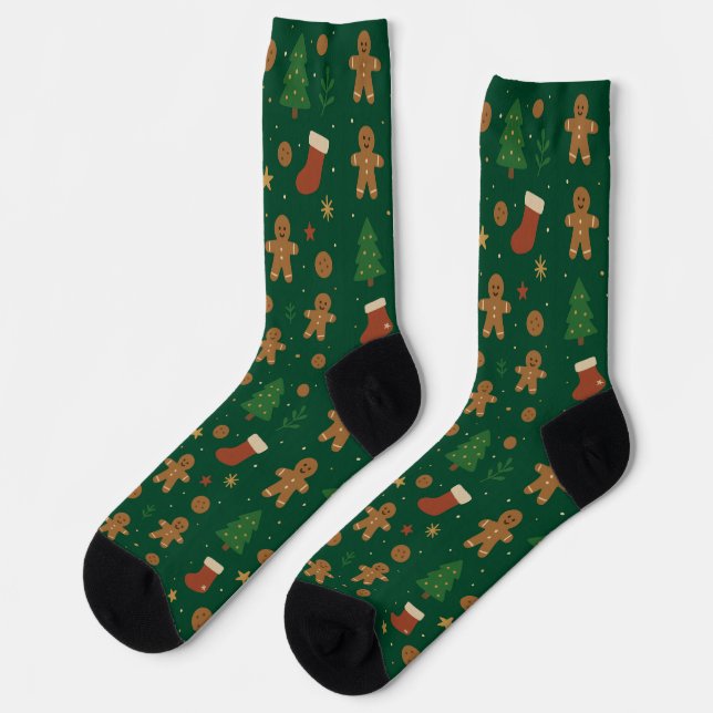 Gingerbread Christmas Fun Socks (Left)
