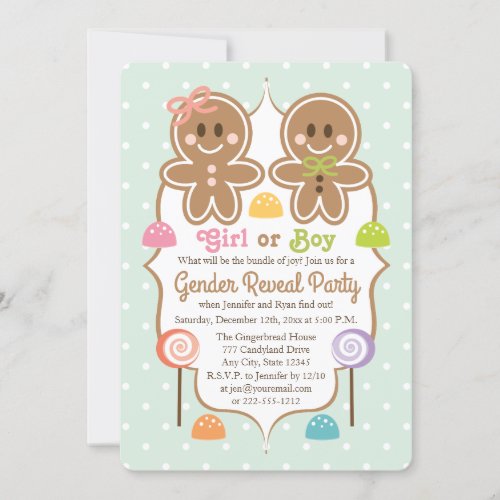 Gingerbread Christmas Gender Reveal Party Invitation