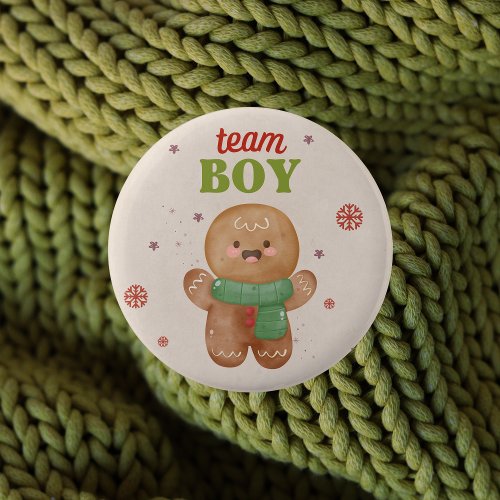 Gingerbread Christmas Gender Reveal Team Boy Vote Button