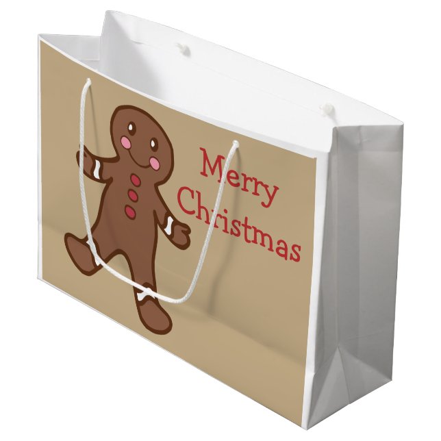 Gingerbread Christmas Gift Bag (Front Angled)