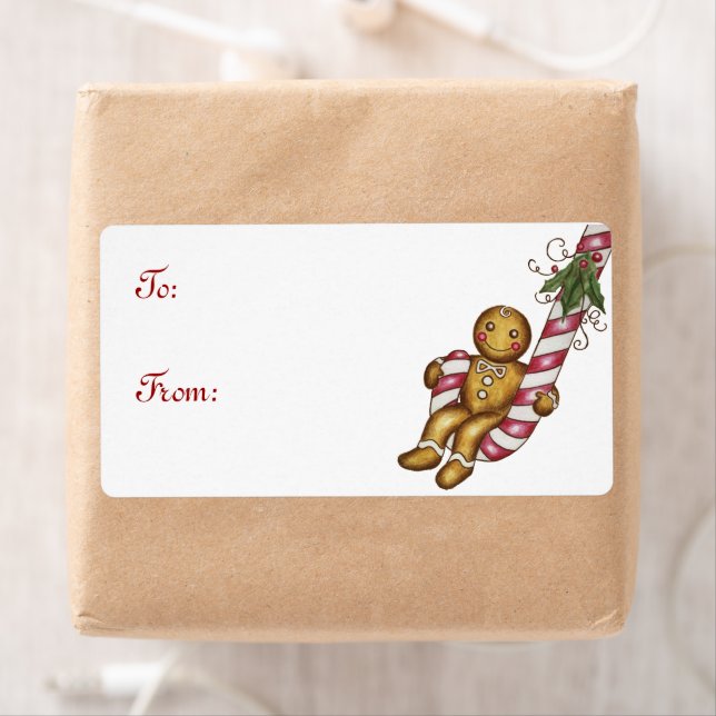 Gingerbread  Christmas Gift Tag Label (Insitu)
