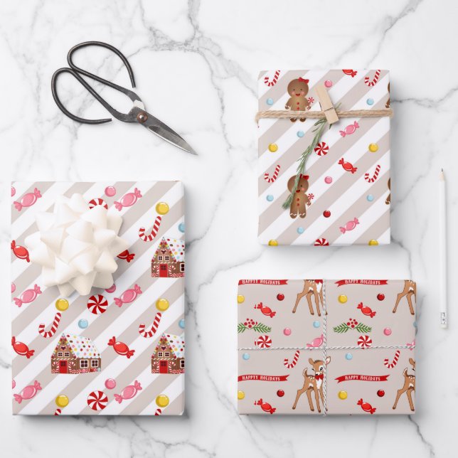 Gingerbread Christmas Gift Wrapping Papers Wrapping Paper Sheets (Front)