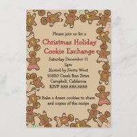 Gingerbread Christmas Holiday Cookie Exchange Invitation