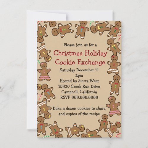 Gingerbread Christmas Holiday Cookie Exchange Invitation