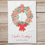 Gingerbread Christmas Holiday Cookie Exchange Kitchen Towel<br><div class="desc">Are you planning a Cookie Exchange? This cute kitchen towel is decorated with a watercolor festive cookie wreath and modern script typography. Easily customizable. There are matching invitations and party supplies in this collection. Original Watercolor © Michele Davies.</div>