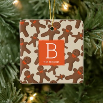 Gingerbread Christmas Holiday Monogram Photo Ceramic Ornament by Lovewhatwedo at Zazzle
