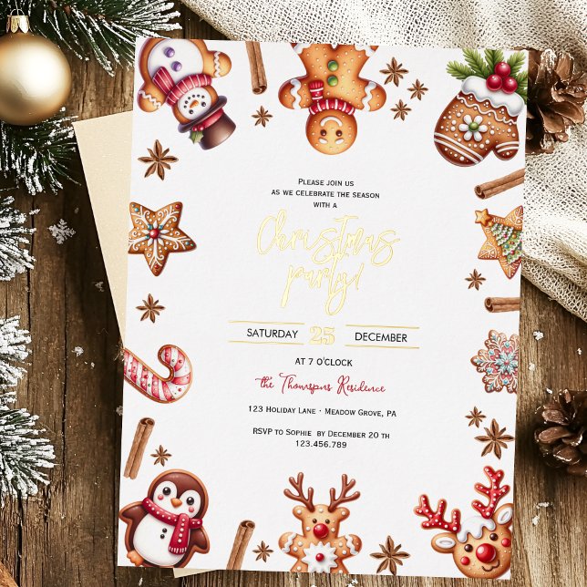 Gingerbread christmas holiday party invitation (Creator Uploaded)