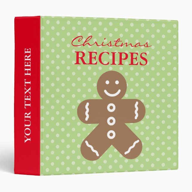 Gingerbread Christmas Holiday recipe binder book (Front/Spine)