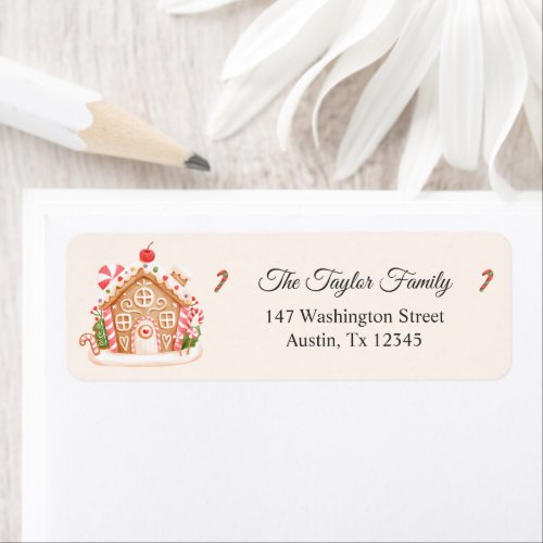 Gingerbread Christmas Holiday Return Address Label