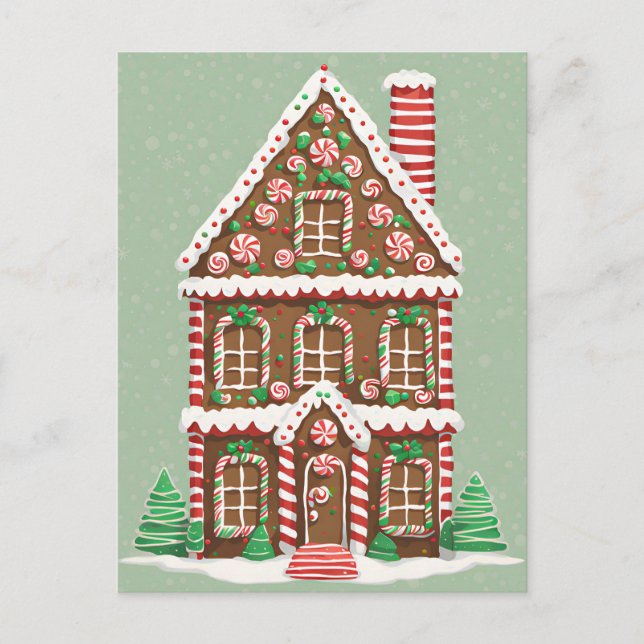 Gingerbread Christmas House, Postcrossing Postcard (Front)