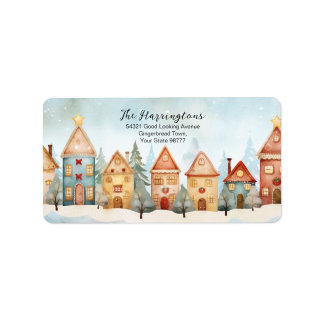  Gingerbread Christmas Houses Address Labels (Front)