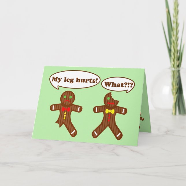 Gingerbread Christmas Humor | Green Holiday Card (Front)