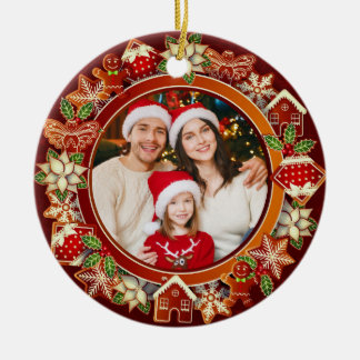 & Gingerbread Christmas I Custom Holiday Keepsake Ceramic Ornament