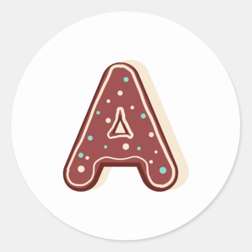 Gingerbread Christmas Initial Monogram Letter A Classic Round Sticker