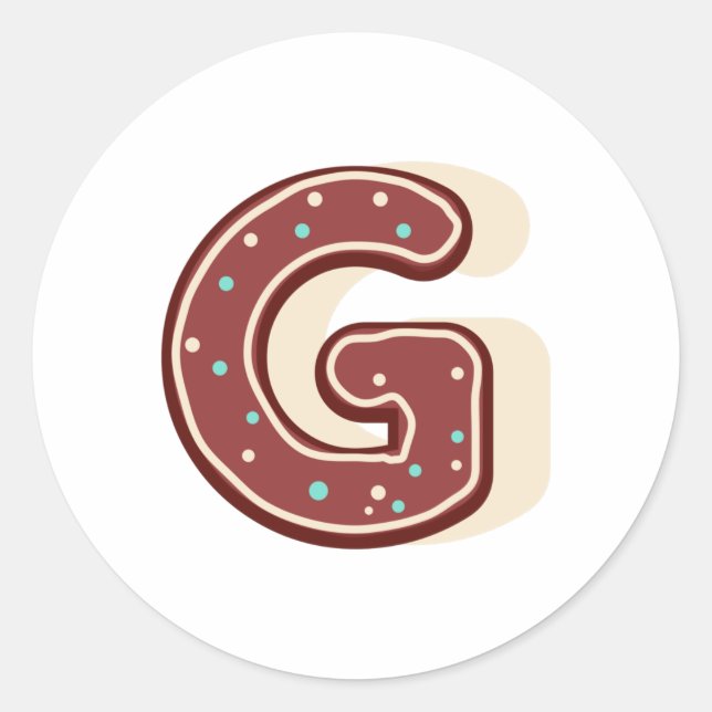 Gingerbread Christmas Initial Monogram Letter G Classic Round Sticker (Front)