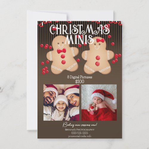 Gingerbread Christmas Minis Photography Flyer  Invitation