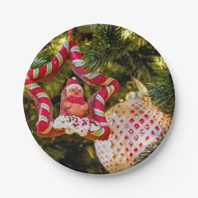 Gingerbread Christmas Ornament Paper Plates (Front)