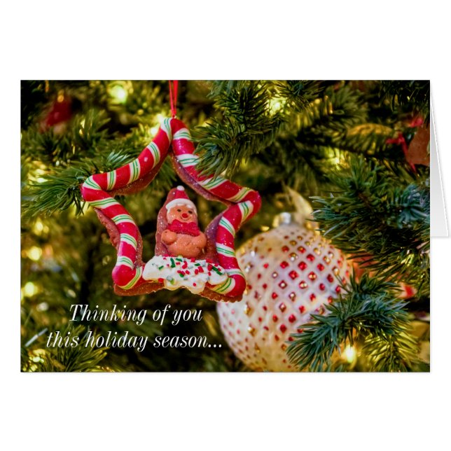 Gingerbread Christmas Ornament Thinking You Card (Front Horizontal)