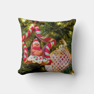 Gingerbread Christmas Ornament Throw Pillow