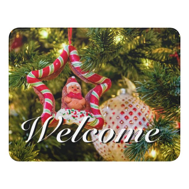 Gingerbread Christmas Ornament Welcome Door Sign (Contemporary Front)