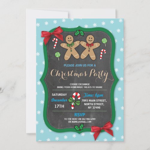 Gingerbread Christmas Party Cookie Exchange Invitation